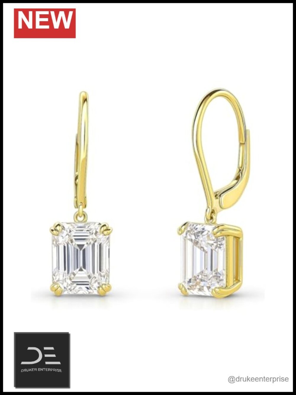 Sterling Silver CZ Solitaire Leverback Dangle Earrings